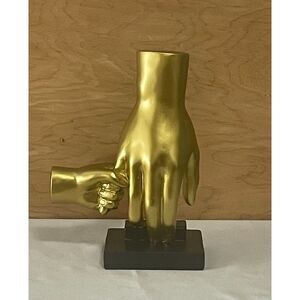 Gold Parent Child Hands Sculpture Modern Resin Art Decor 10" Family Statue